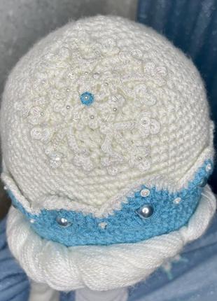 Детская шапка «эльза» frozen на 6/7 лет. ручная работа2 фото