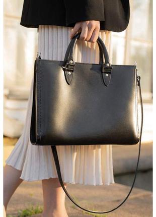 Жіноча шкіряна сумка fancy a4 чорна крат3 фото