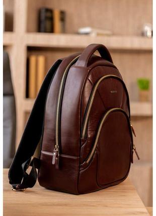 Кожаный рюкзак бордовый краст