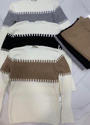 Теплый женский костюм свитер и юбка комплект мягкий с/м5 фото