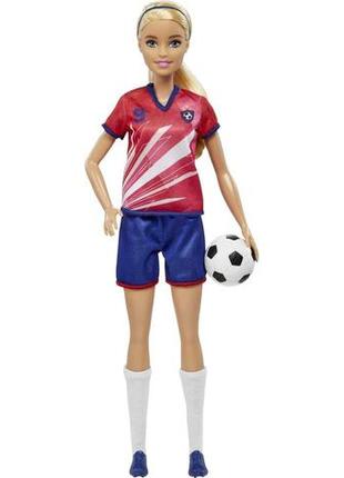 Лялька барбі футболіст у червоній формі barbie soccer doll hcn17