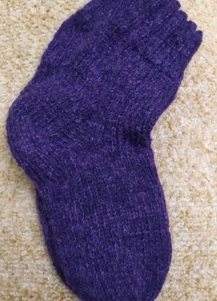 В'язані шкарпетки жіночі, колір — фіолетовий розмір 37-38, ручна робота.