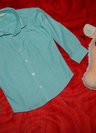 Рубашка детская новая нежно голубая в мелкую клеточку на мальчика 3-4 года mish boys