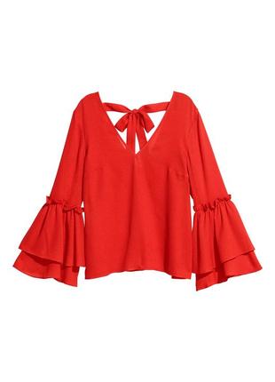Красная блуза с широкими манжетами hm