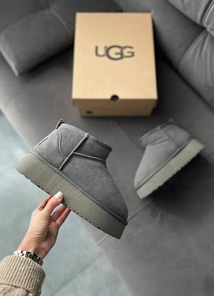 Угги ugg ultra mini platform grey серые женские
