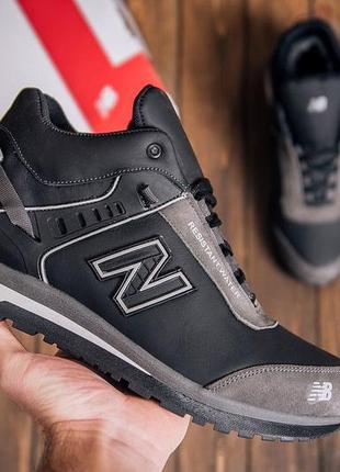 Чоловічі шкіряні зимові кросівки new balance classic black