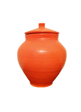Горшок с крышкой декоративный глиняный оранжевый 23x101 фото