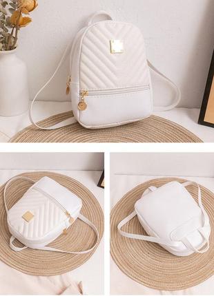 Стильный женский мини-рюкзак белый2 фото