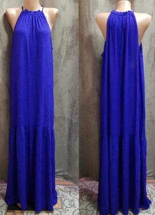 Синее платье сарафан макси2 фото