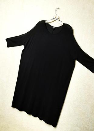 Monki брендовое стильное чёрное платье миди трикотажное рукав средний размер 44-50 оверсайз женское4 фото