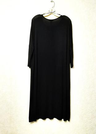 Monki брендовое стильное чёрное платье миди трикотажное рукав средний размер 44-50 оверсайз женское6 фото