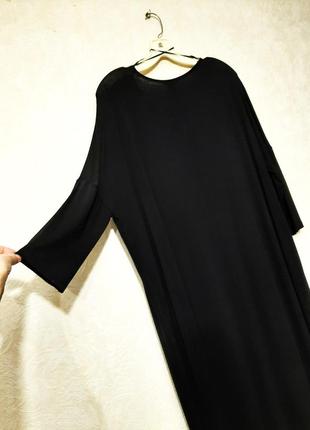 Monki брендовое стильное чёрное платье миди трикотажное рукав средний размер 44-50 оверсайз женское7 фото