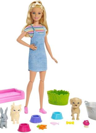 Ігровий набір лялька барбі догляд за тваринами "купай та грай" barbie play ‘n’ wash pets fxh11