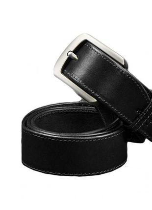 Кожаный ремень 40 мм черный со светло-серой нитью5 фото