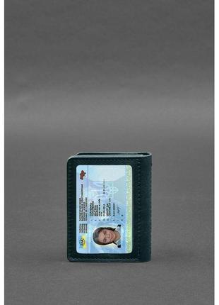 Кожаная обложка для водительского удостоверения, id и пластиковых карт 2.0 зеленая7 фото