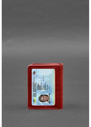Кожаная обложка для водительского удостоверения, id и пластиковых карт 2.0 красный7 фото
