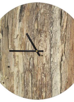 Настенные часы круглые «кора дерева» деревянные с принтом 36 см