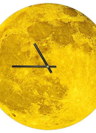 Настінний годинник круглий «місяць» дерев'яний з принтом 36 см