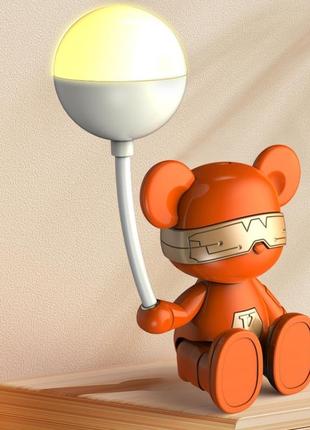 Настольный светильник детский 2 режима (холодный/теплый свет) usb зарядка 24.5х13.5х6 см оранжевый