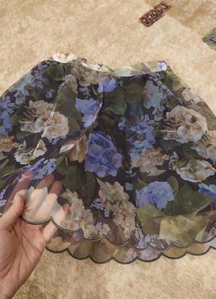 Невероятная юбка h&m принт цветы гортензия