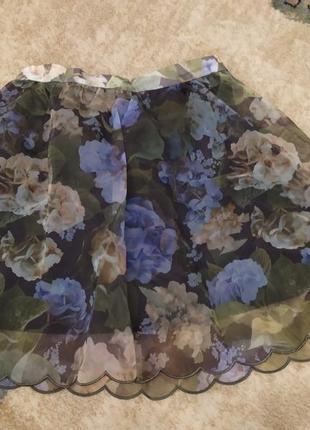 Невероятная юбка h&m принт цветы гортензия2 фото