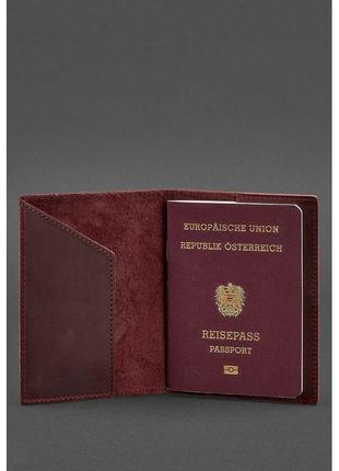 Кожаная обложка для паспорта с австрийским гербом бордовая crazy horse2 фото