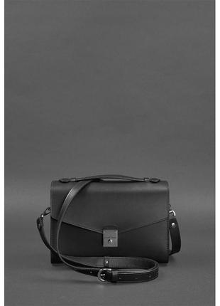 Жіноча шкіряна сумка-кросбоді lola чорна4 фото