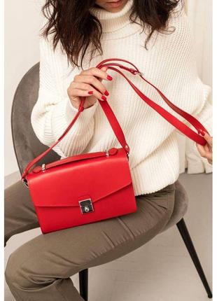 Жіноча шкіряна сумка-кросбоді lola червона8 фото