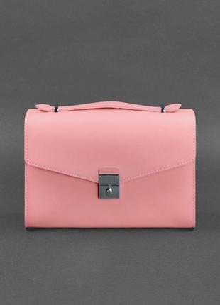 Жіноча шкіряна сумка-кросбоді lola рожева8 фото