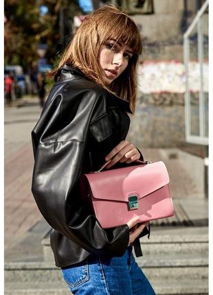 Жіноча шкіряна сумка-кросбоді lola рожева7 фото