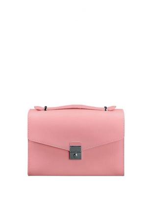 Жіноча шкіряна сумка-кросбоді lola рожева9 фото