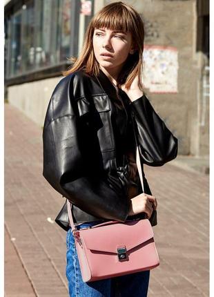 Жіноча шкіряна сумка-кросбоді lola рожева6 фото