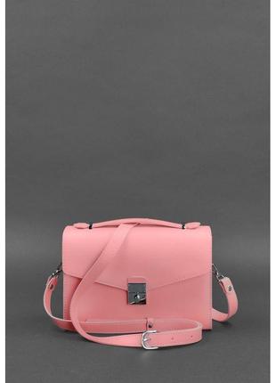 Жіноча шкіряна сумка-кросбоді lola рожева4 фото