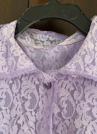 Лілова мереживна блузка з підкладкою і коміром2 фото