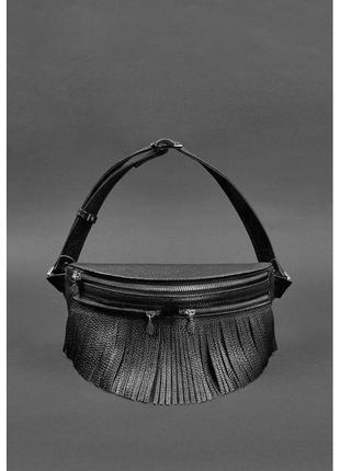 Кожаная женская сумка на пояс spirit черная4 фото