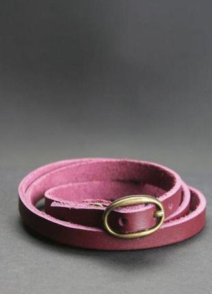 Женский кожаный браслет лента с пряжкой бордовый2 фото
