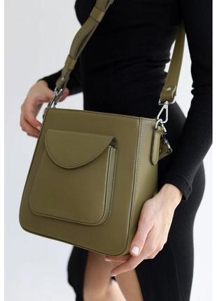 Женская кожаная сумка stella оливковая2 фото