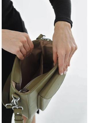 Женская кожаная сумка stella оливковая6 фото