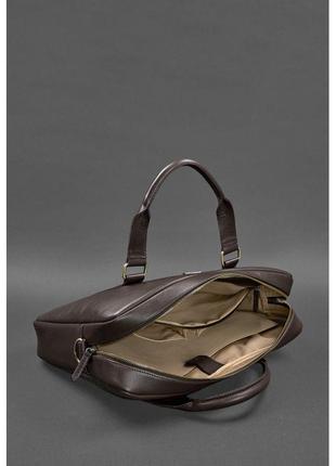 Кожаная сумка для ноутбука и документов темно-коричневая4 фото