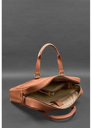 Шкіряна сумка для ноутбука та документів світло-коричнева crazy horse4 фото