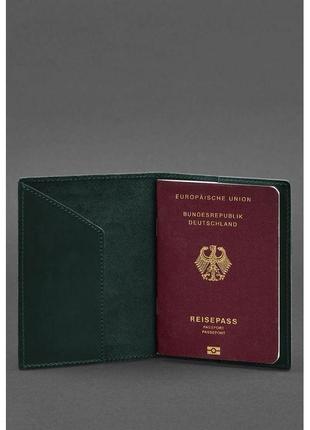 Шкіряна обкладинка для паспорта з гербом німеччини зелена crazy horse2 фото