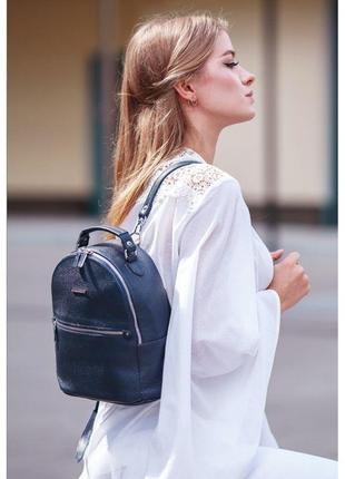 Кожаный женский мини-рюкзак kylie синий6 фото