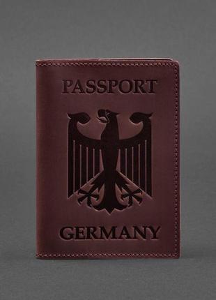 Кожаная обложка для паспорта с гербом германии бордовая crazy horse4 фото