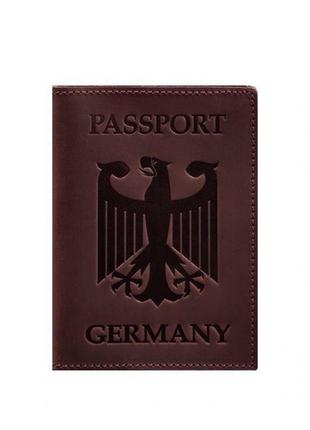 Кожаная обложка для паспорта с гербом германии бордовая crazy horse5 фото