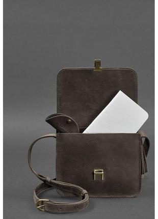 Кожаная женская бохо-сумка лилу темно-коричневый crazy horse3 фото