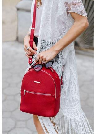 Кожаный женский мини-рюкзак kylie красный6 фото