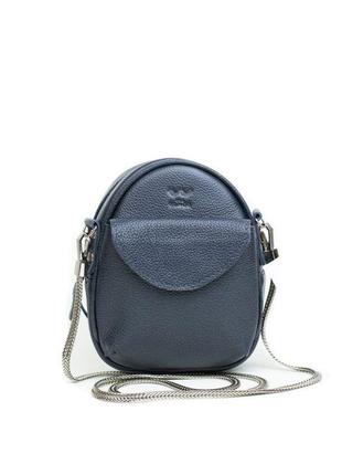 Шкіряна жіноча мінісумка kroha темно-синя флотар