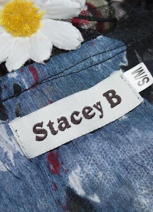 Брендовая яркая разноцветная шифоновая блуза с рюшами stacey b принт абстракция3 фото