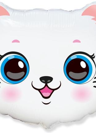 Фольгована кулька, фігура ,"миле кошеня" ,біла, голова