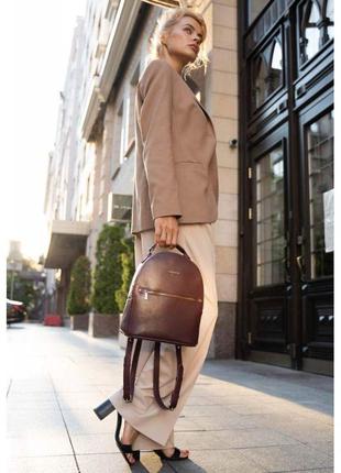 Кожаный женский мини-рюкзак kylie марсала6 фото